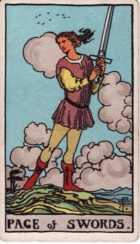 Карта Таро «Паж Мечей» (Page of Swords), колода Райдера–Уэйта
